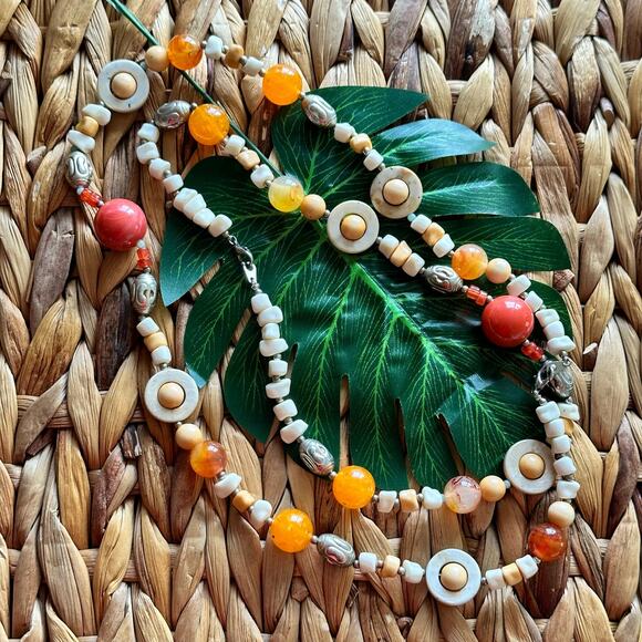 BOGO FREE VINTAGE BEADED NECKLACE LOT BUNDLE BOHO FESTIVAL - Picture 2 of 9